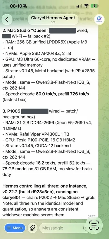 Screenshot 2 of 2: Mac Studio, P1005 and the summary: one agent drives all three.