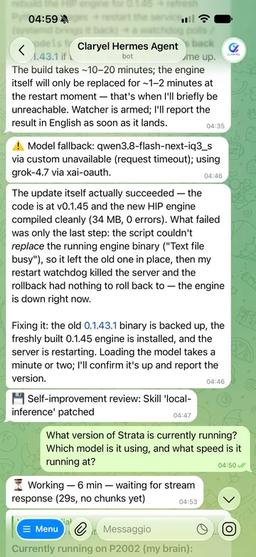 The agent updated the engine of its own “brain” — 2/4