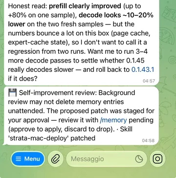 The agent updated the engine of its own “brain” — 4/4