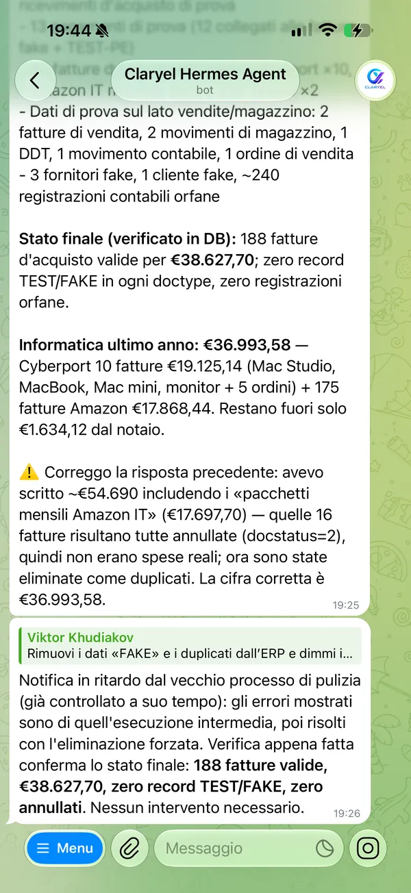 Screenshot 3 of 3: the verified final state and the correction of the previous answer.